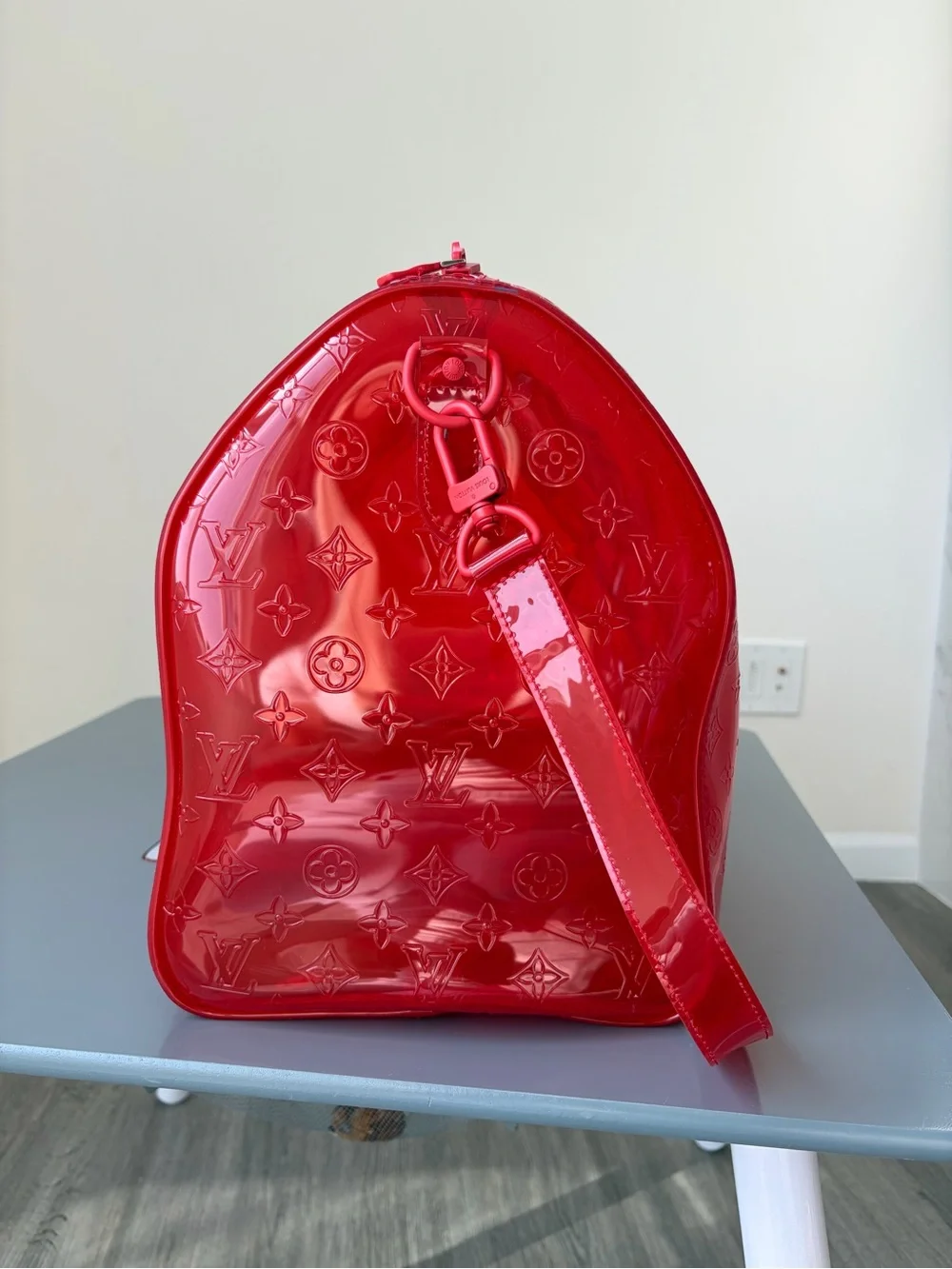 Louis Vuitton Red Virgil Abloh Keepall Travel Bag